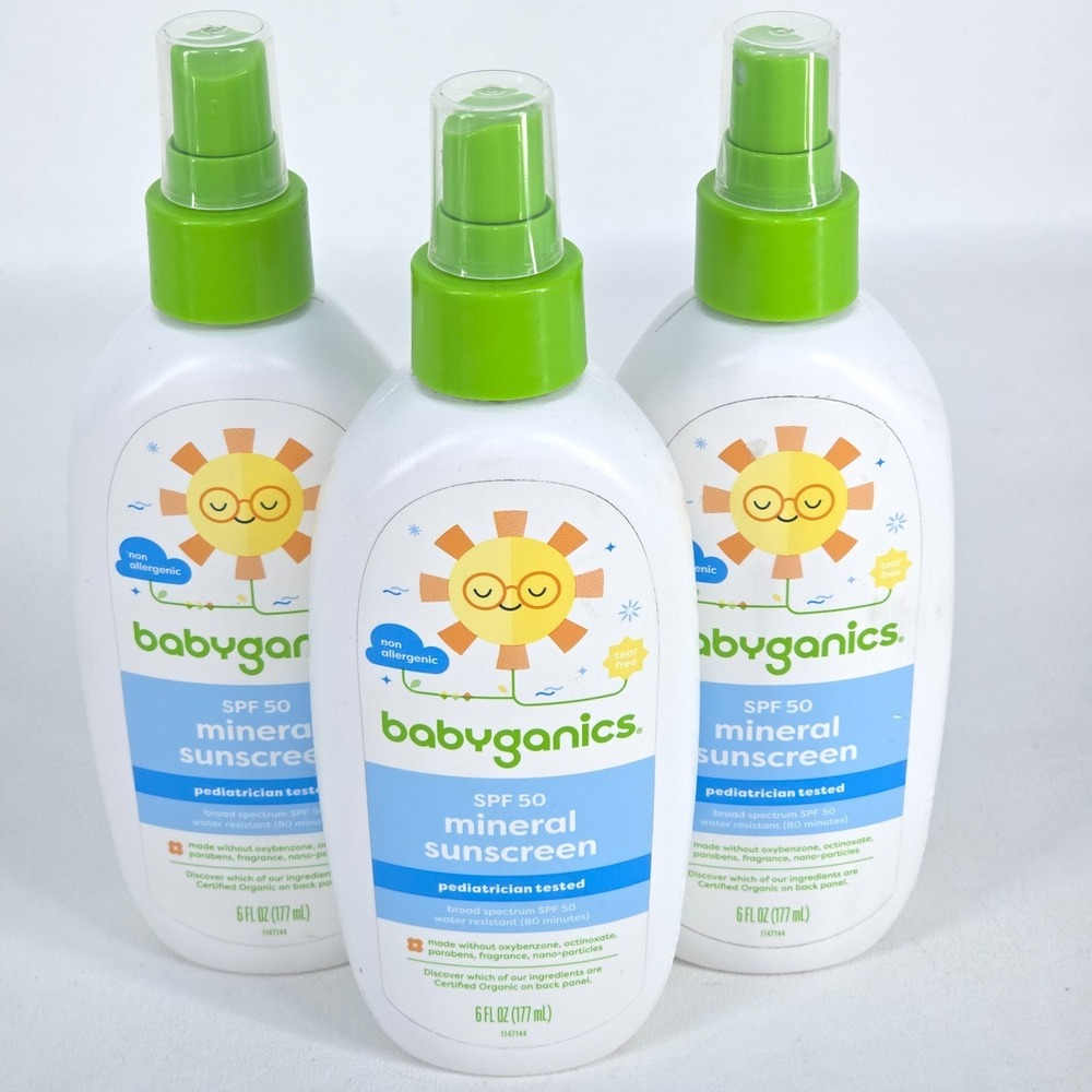 3 Pack Babyganics Mineral Sunscreen Spray SPF 50 Fresh Exp 09/28 Shelf Pull NOS